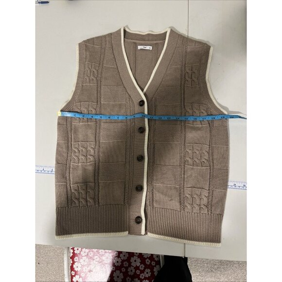 Aritzia TNA Cotton-Blend Beige Academia Vest Womens Size S - Picture 7 of 9